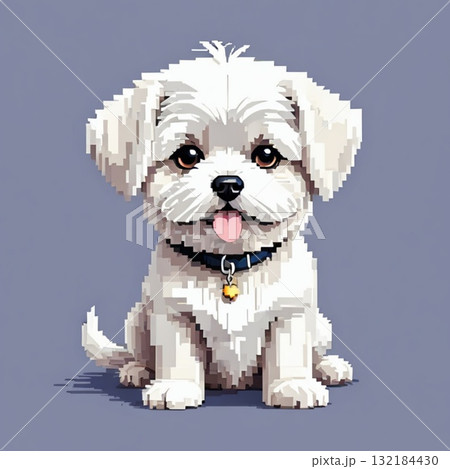 かわいいドット絵 マルチーズさん ラインスタンプ風 かわいいドット絵 マルチーズさん ラインスタンプ風 132184430