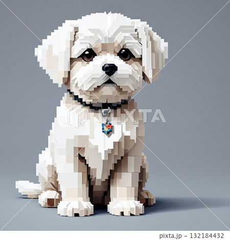 かわいいドット絵 マルチーズさん ラインスタンプ風 かわいいドット絵 マルチーズさん ラインスタンプ風 132184432