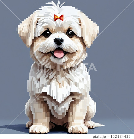 かわいいドット絵 マルチーズさん ラインスタンプ風 かわいいドット絵 マルチーズさん ラインスタンプ風 132184433