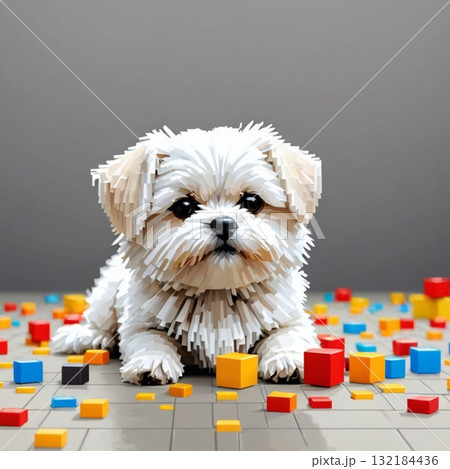 かわいいドット絵 マルチーズさん ラインスタンプ風 かわいいドット絵 マルチーズさん ラインスタンプ風 132184436