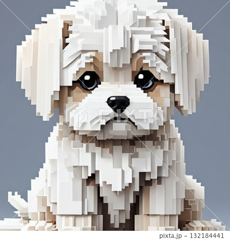 かわいいドット絵 マルチーズさん ラインスタンプ風 かわいいドット絵 マルチーズさん ラインスタンプ風 132184441