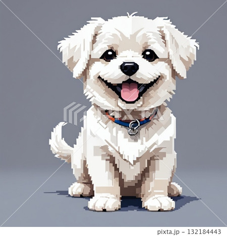 かわいいドット絵 マルチーズさん ラインスタンプ風 かわいいドット絵 マルチーズさん ラインスタンプ風 132184443