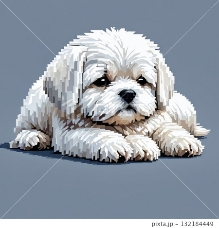 かわいいドット絵 マルチーズさん ラインスタンプ風 かわいいドット絵 マルチーズさん ラインスタンプ風 132184449