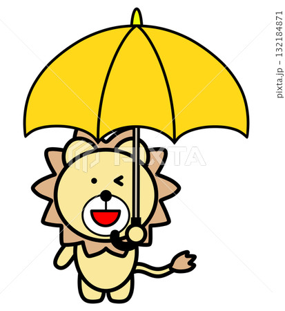 傘をさすライオン 132184871
