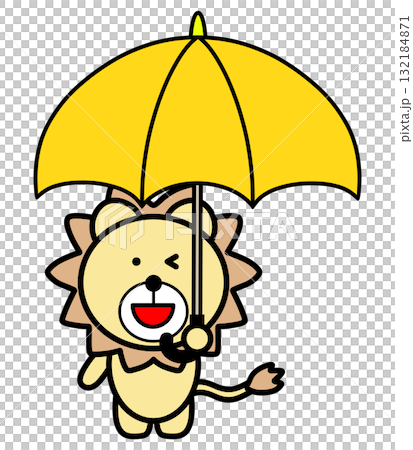 傘をさすライオン 132184871
