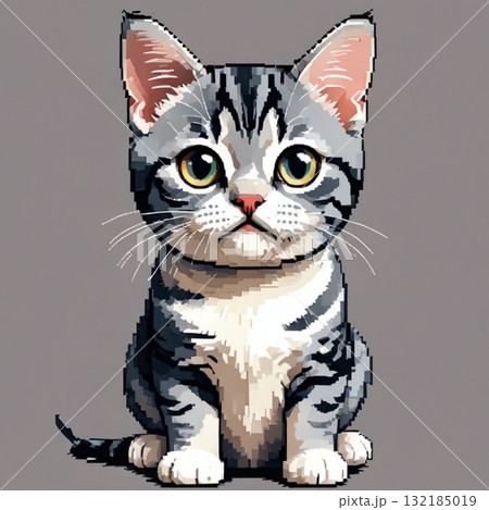 かわいいドット絵　アメリカンショートヘアさん ラインスタンプ風 132185019