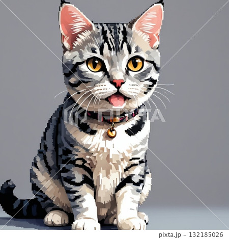 かわいいドット絵　アメリカンショートヘアさん ラインスタンプ風 132185026