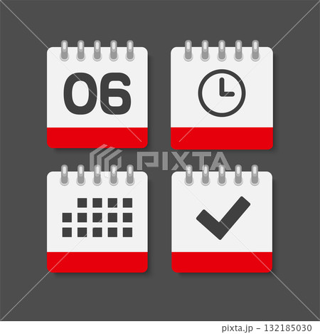 Icon page calendar - 6 day, agenda, check, timer Icon page calendar - 6 day, agenda, check, timer 132185030
