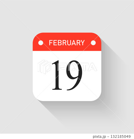 Vector icon page day calendar - 19 February month 132185049