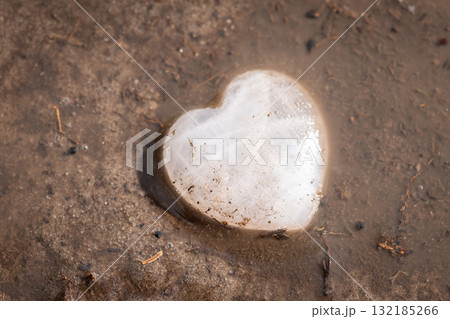 Heart in mud. Concept of broken heart, break up, parting Heart in mud. Concept of broken heart, break up, parting 132185266