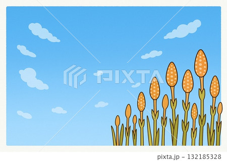 春　つくし　土筆　青空　ベクター 132185328
