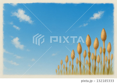 春　つくし　土筆　青空　フォトリアル 132185333