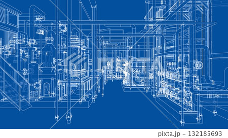 Industrial Blueprint Design. Vector Industrial Blueprint Design. Vector 132185693