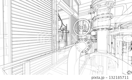 Industrial Machinery Blueprint. Vector 132185711