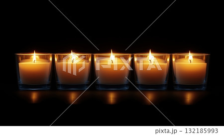 Realistic photo of candles lit to honor departed loved ones 132185993