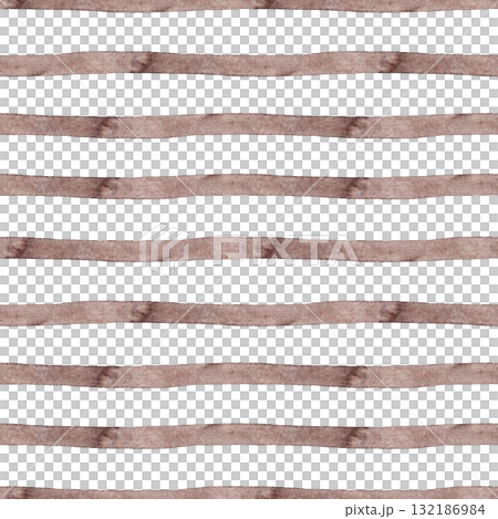 Seamless striped pattern. Brown watercolor stripes. Simple and easy print on pillows, tablecloths and other fabrics. Modern style 132186984
