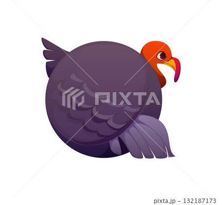 Letter Q as a turkey bird cartoon character. Vector farm font, agriculture typeface, harvest type, funny English alphabet. Funny and cute abc for children education, early learning and nursery games 132187173