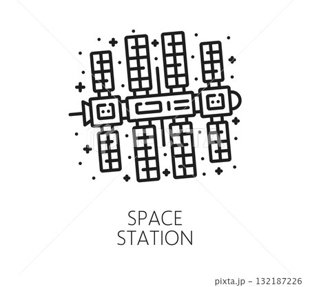 Space space station and cosmos thin line icon. Space research or discovery lineart vector sign, astronomy travel icon. Galaxy outerspace exploration thin line pictogram or cosmos flight outline symbol Space space station and cosmos thin line icon. Space research or discovery lineart vector sign, astronomy travel icon. Galaxy outerspace exploration thin line pictogram or cosmos flight outline symbol 132187226