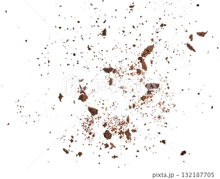 Spilled ground coffee on isolated background Spilled ground coffee on isolated background 132187705