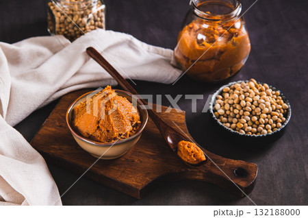 Soybean paste for snack in a bowl on the table 132188000