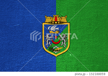 The official flag of Algiers, the capital of Algeria, on a cracked wall texture. Conceptual collage 132188059