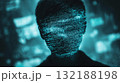 Portrait of a young person with a digital text overlay in a futuristic setting 132188198