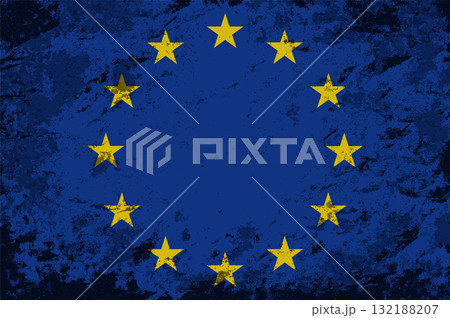 European Union flag brush stroke grunge style background. Vector illustration. 132188207