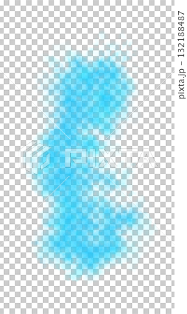Swirling light blue smoke with soft luminous glow and delicate rounded shape on transparent background forming airy vapor trail Swirling light blue smoke with soft luminous glow and delicate rounded shape on transparent background forming airy vapor trail 132188487