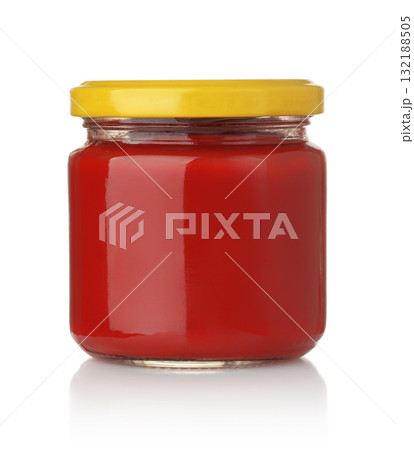Front view of tomato sauce jar 132188505