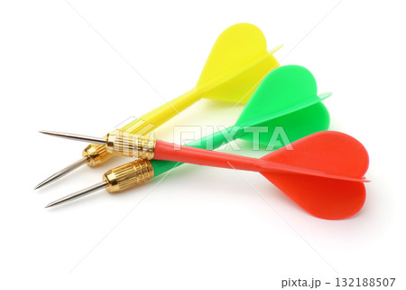 Three colorful plastic darts 132188507