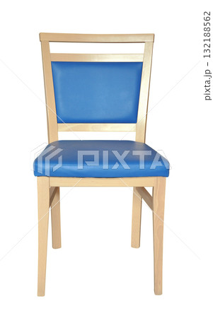 Front view of wooden padded chair 132188562