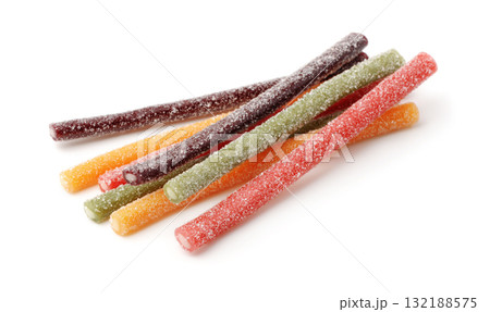 Group of colorful sugar gummy sticks 132188575