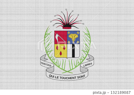 The official flag of Brazzaville, capital of the Republic of the Congo, on fabric texture. Conceptual collage. Illustration The official flag of Brazzaville, capital of the Republic of the Congo, on fabric texture. Conceptual collage. Illustration 132189087