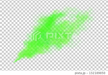 Green smoke cloud isolated on transparent background for use in design, digital art, advertising, or abstract visual effects 132189850