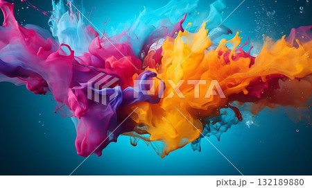 Colorful paint splash in water 132189880