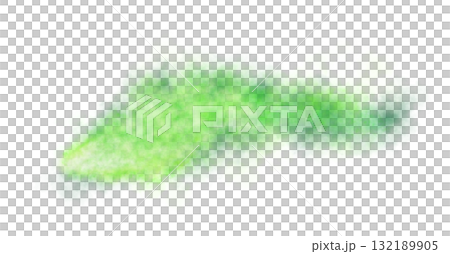 Thick green exhaust smoke cloud trail isolated from aircraft or vehicle with combustion engine Thick green exhaust smoke cloud trail isolated from aircraft or vehicle with combustion engine 132189905
