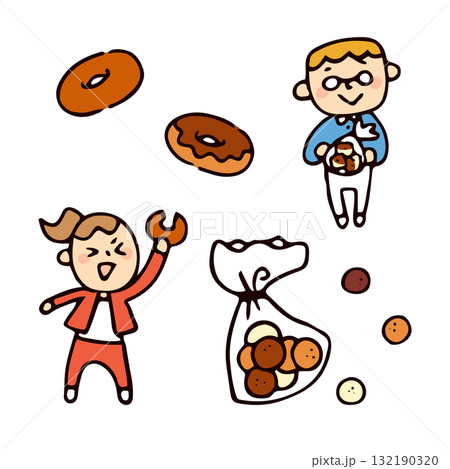子供とパンのイラスト 132190320
