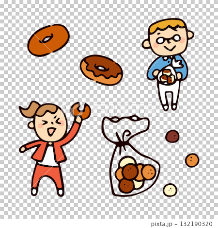 子供とパンのイラスト 132190320