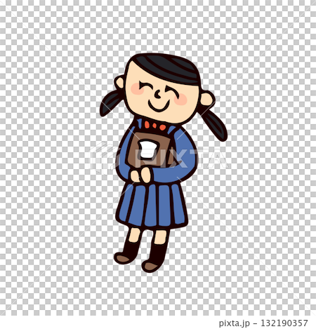 學生拿出麵包的插圖 132190357