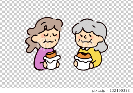 老年婦女和麵包插圖 老年婦女和麵包插圖 132190358