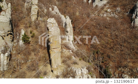 Unique rock formations on demerdzhi mountain in crimea. Media Unique rock formations on demerdzhi mountain in crimea. Media 132190617
