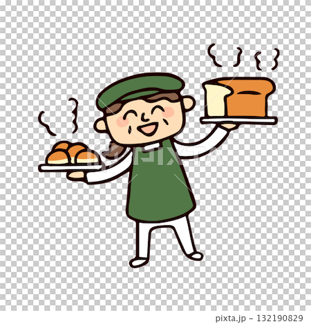 麵包店出售新鮮出爐的麵包的插圖 132190829