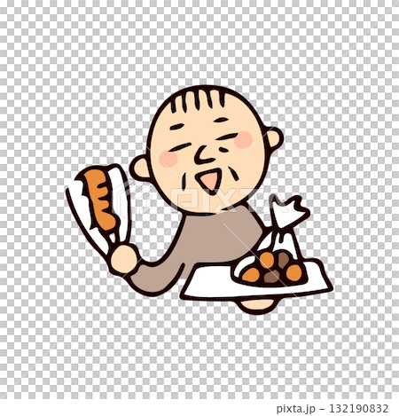 一位老人買麵包的插圖 132190832