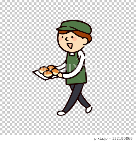 麵包店出售新鮮出爐的麵包的插圖 132190869