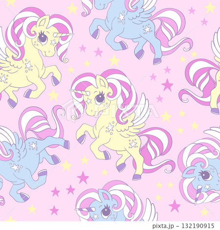 Seamless pattern with yellow and blue unicorns vector illustration Seamless pattern with yellow and blue unicorns vector illustration 132190915