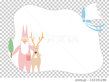 Christmas frame illustration material Santa Claus and reindeer bag gift message cute Christmas frame illustration material Santa Claus and reindeer bag gift message cute 132191286
