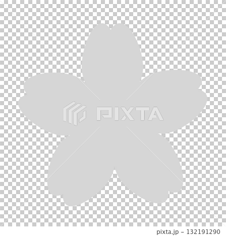 Simple illustration of a cherry blossom, gray, icon Simple illustration of a cherry blossom, gray, icon 132191290