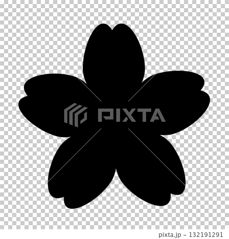 Simple cherry blossom illustration material, black and white, icon, monochrome Simple cherry blossom illustration material, black and white, icon, monochrome 132191291