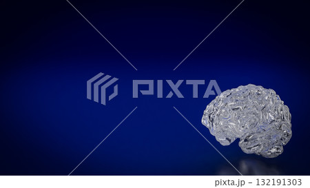 The Crystal Brain on Dark blue background for Sci or Medical concept 3d Rendering. 132191303