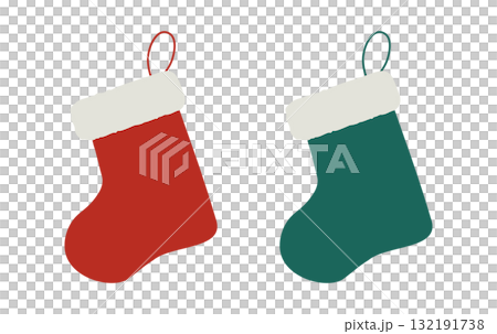かわいいクリスマスの靴下のベクターイラスト_クリスマスと冬の素材 かわいいクリスマスの靴下のベクターイラスト_クリスマスと冬の素材 132191738